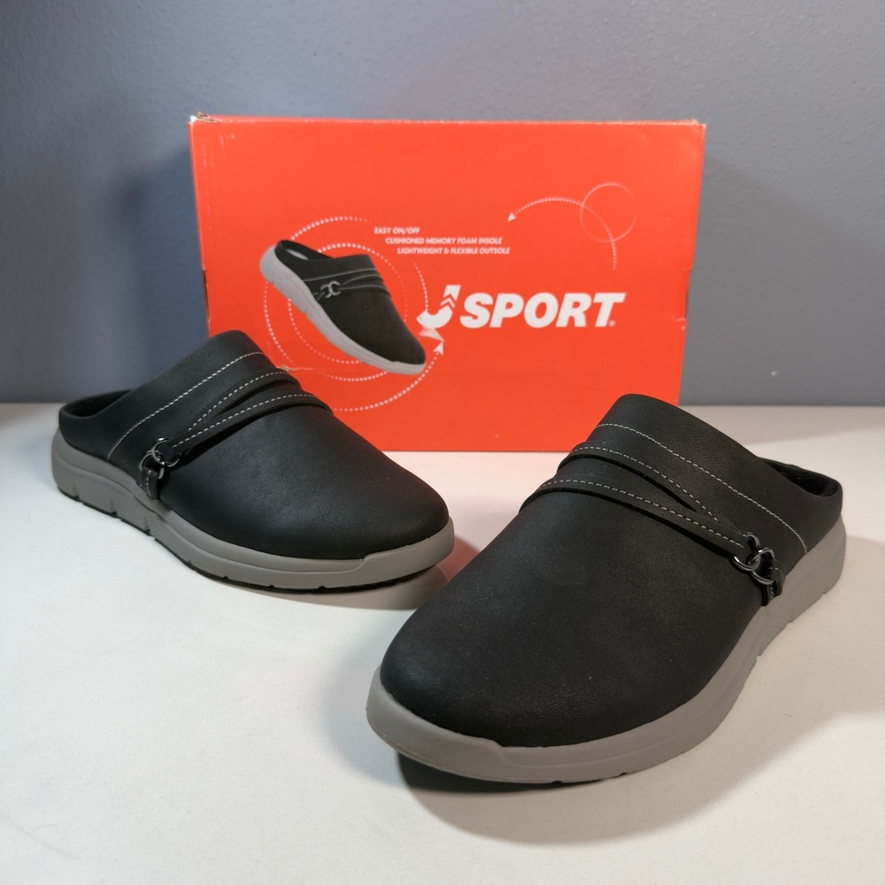 J Sport Gina Mules Womens 10 Black New Slip On Memory Foam Clogs S5GNA01